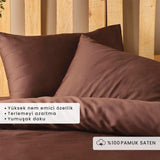 Supreme 100% Katoen Satijn Dubbel Laken Set Bruin (200x220 cm)