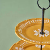 Indian Porselen Pastel 2 Katlı Kurabiyelik Hardal