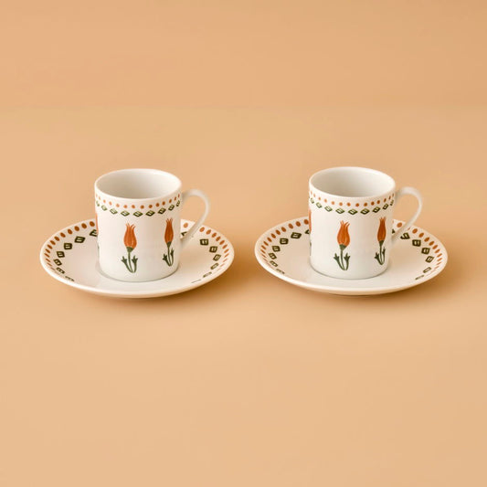 Tulp porseleinen koffiekopje (2-delig) (90 ml)
