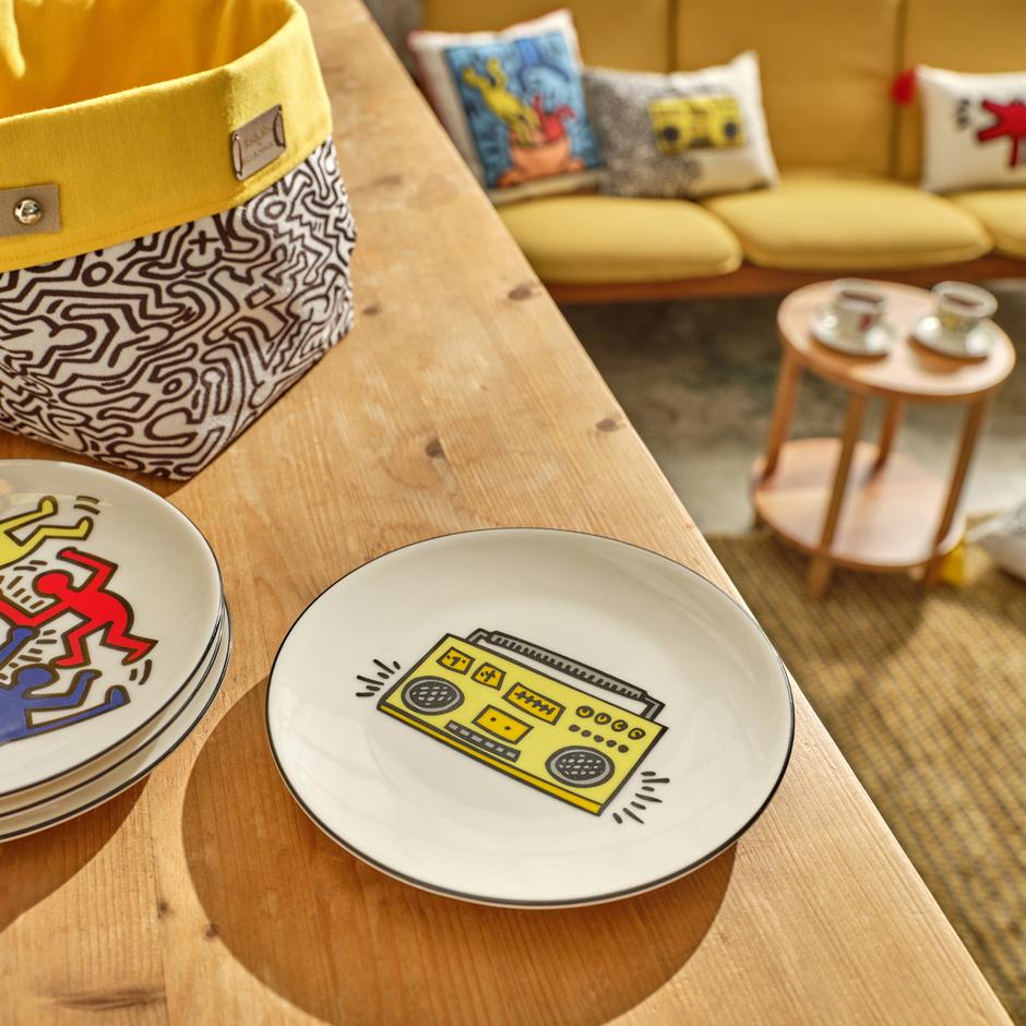 Keith Haring Fun Porseleinen Taartbord Geel (19 cm)