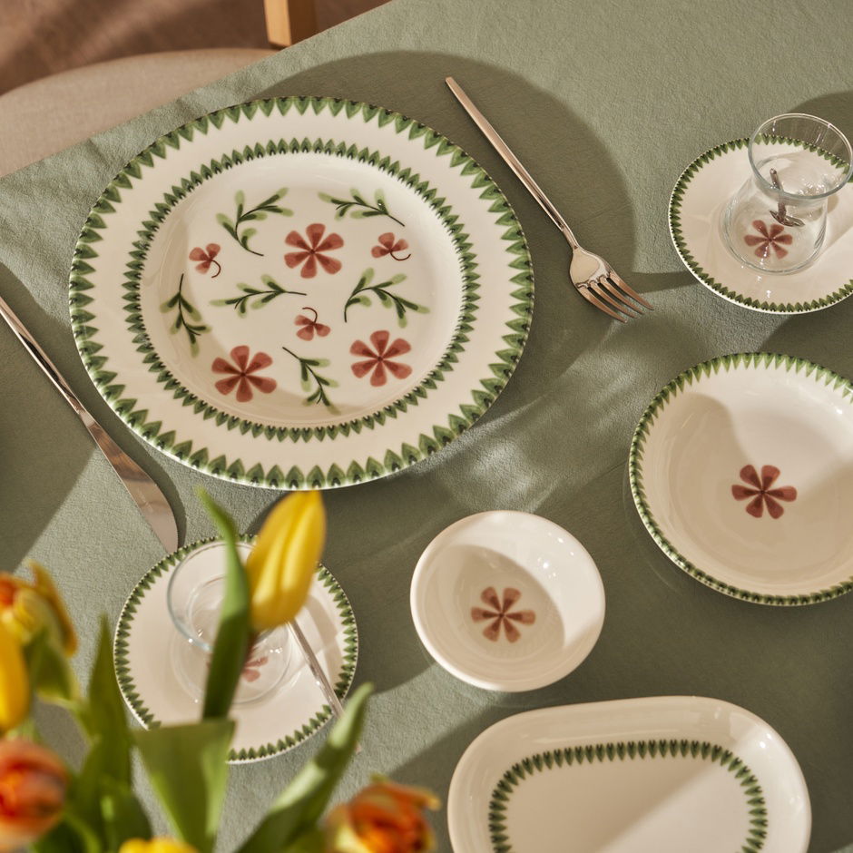 Bloemen Porselein 44 Delen Diner- en Ontbijtset