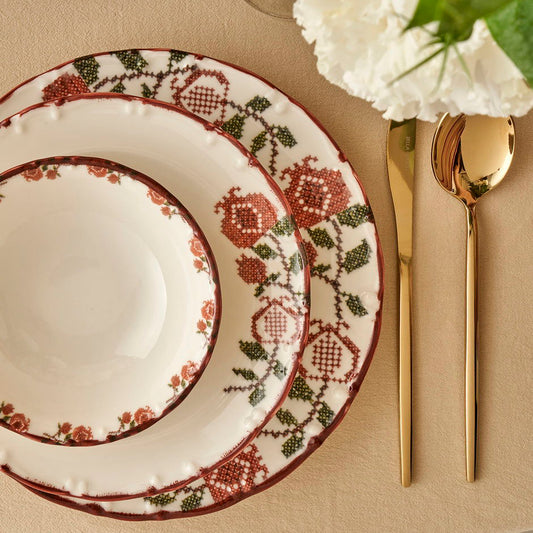 Jolly Porseleinen 18-delige serviesset voor 6 personen Rood