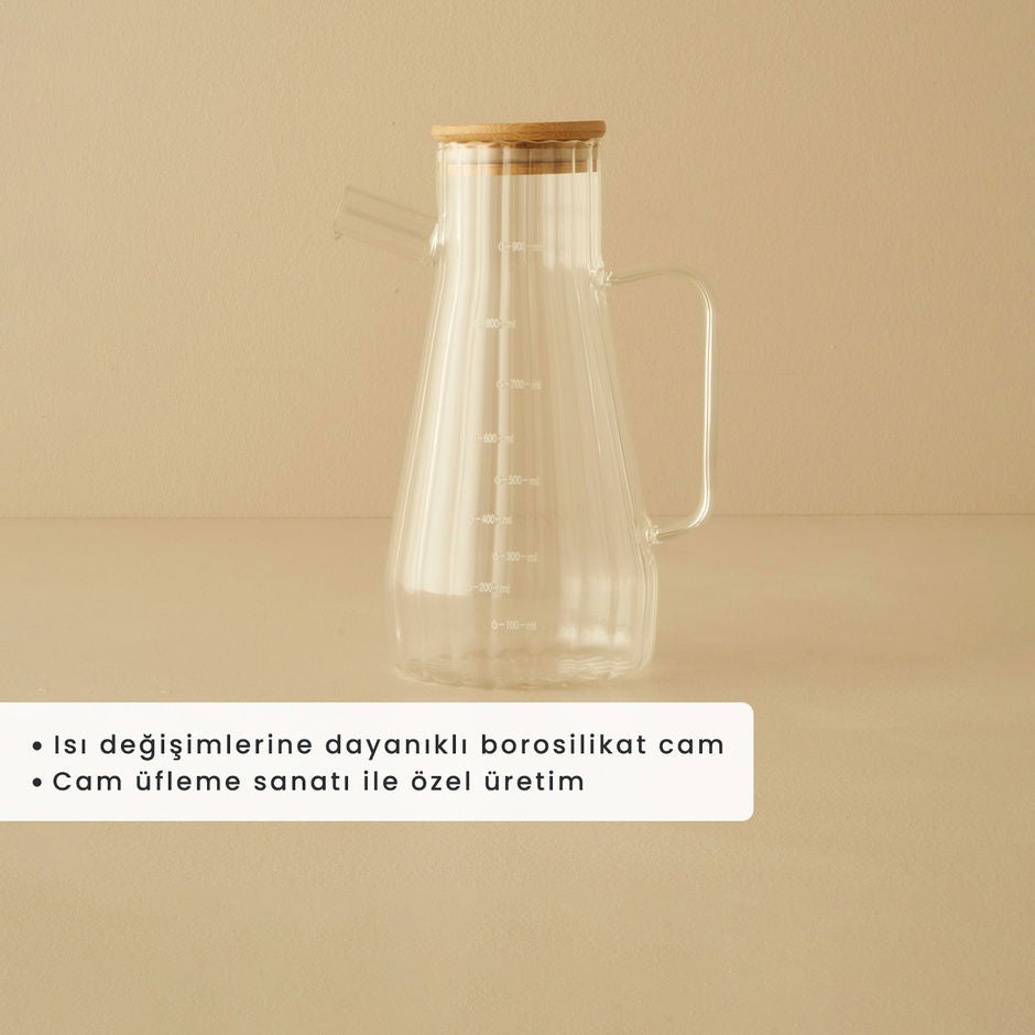 Alice Natural Oil Fles met Bamboe Deksel (1000 cc)