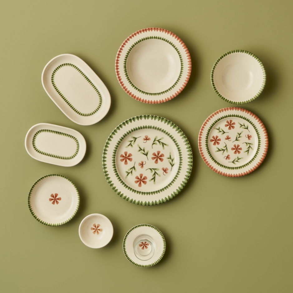 Bloemen Porselein 44 Delen Diner- en Ontbijtset