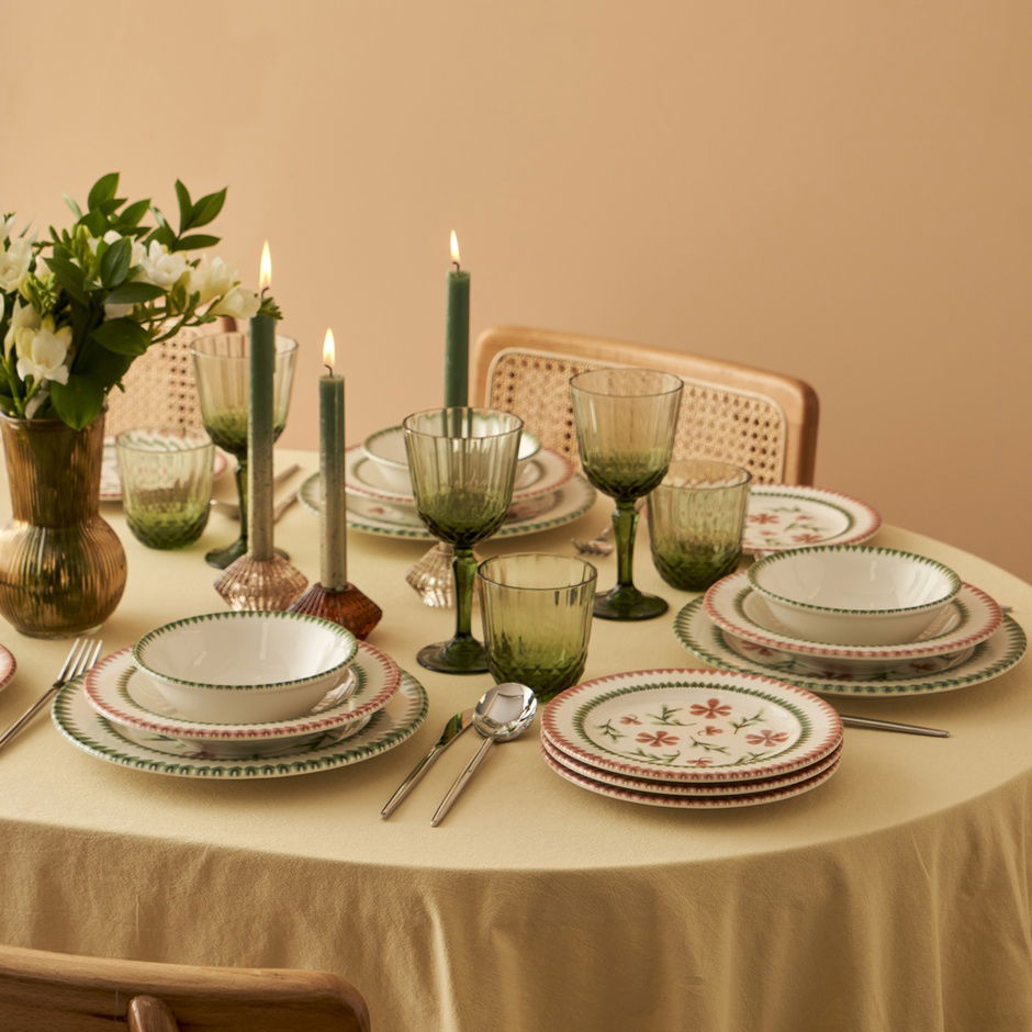 Bloemen Porselein 44 Delen Diner- en Ontbijtset