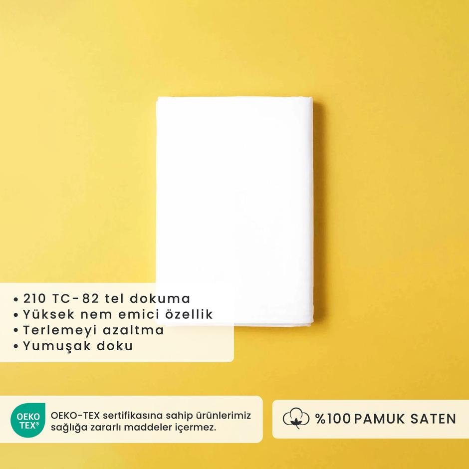 %100 Pamuk Saten King Size Lastikli Çarşaf Beyaz (180x200x35 cm) - Luxe Nederlands Laken