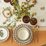 Indiaas porseleinen servies voor 6 personen, 24-delig, bordeauxrood