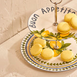 Lemoncello porseleinen koekjesstandaard met 2 lagen