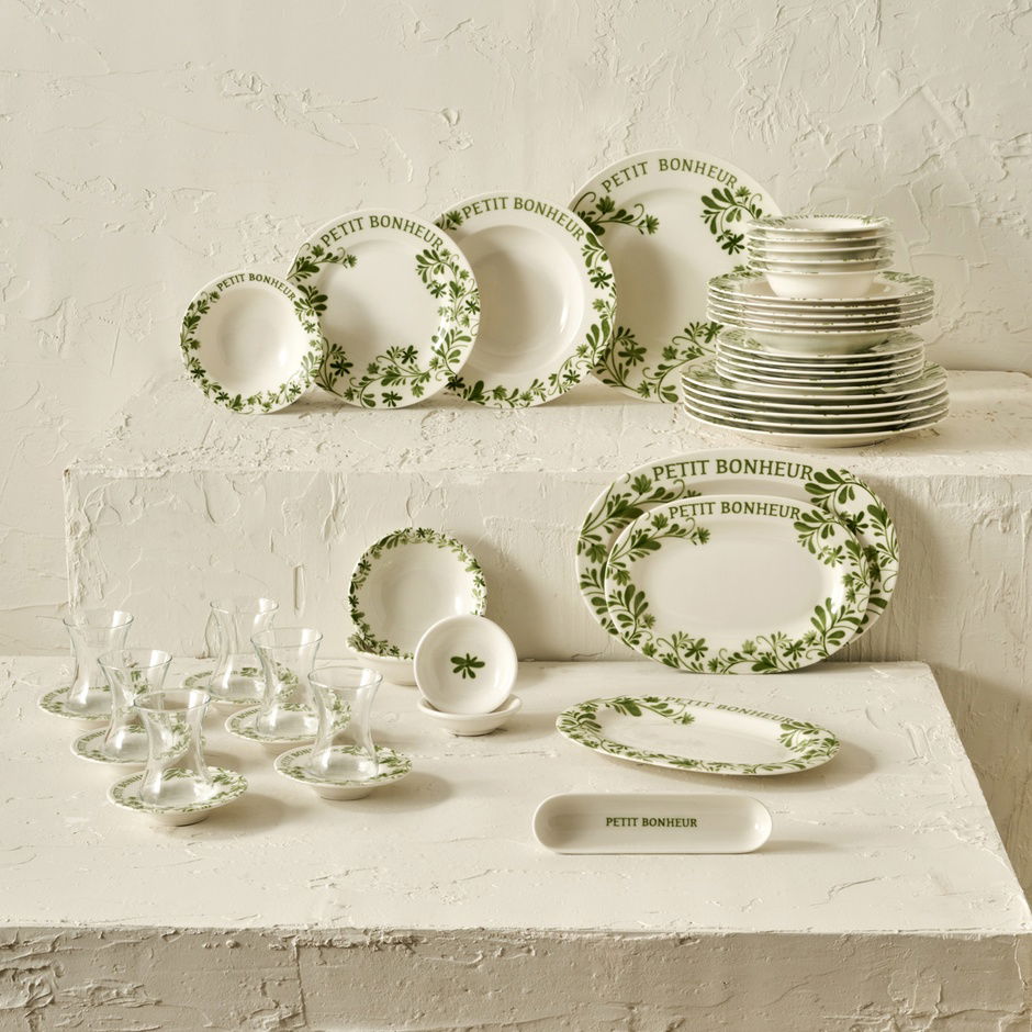 Petit Bonheur 44-delige diner- en ontbijtset groen