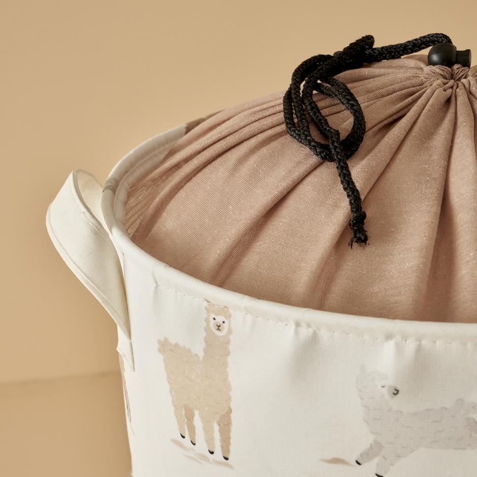 Alpaca Trekkoord Speelgoedmand Beige (36x40 cm)