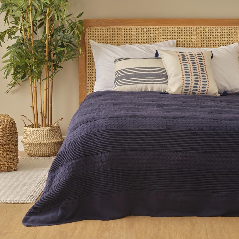 %100 Pamuk Marine Tek Kişilik Yatak Örtüsü Lacivert (180x260 cm)
