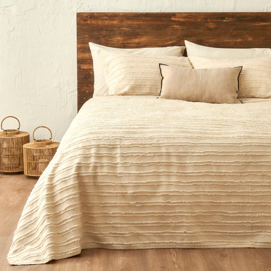 100% katoenen Bohemian tweepersoonsbedspreiset crème (240x260 cm)