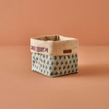 Green Storage Basket for Home Use – Front View of Indian Organizer 8.6x7 inch