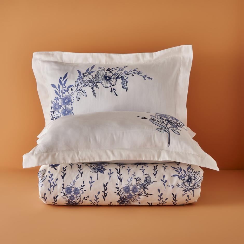 100% katoen satijn Bleu Blanc Kingsize dekbedovertrekset Blauw (240x220 cm)