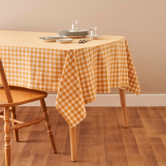 100% katoenen Pavia tafelkleed mosterdgeel (150x150 cm)