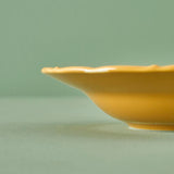 Set van 4 Indiase porseleinen taartborden, mosterdgeel (21 cm)