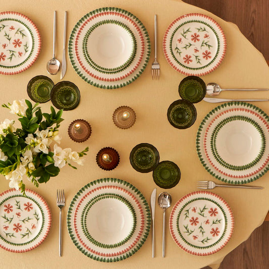 Bloemen Porselein 44 Delen Diner- en Ontbijtset