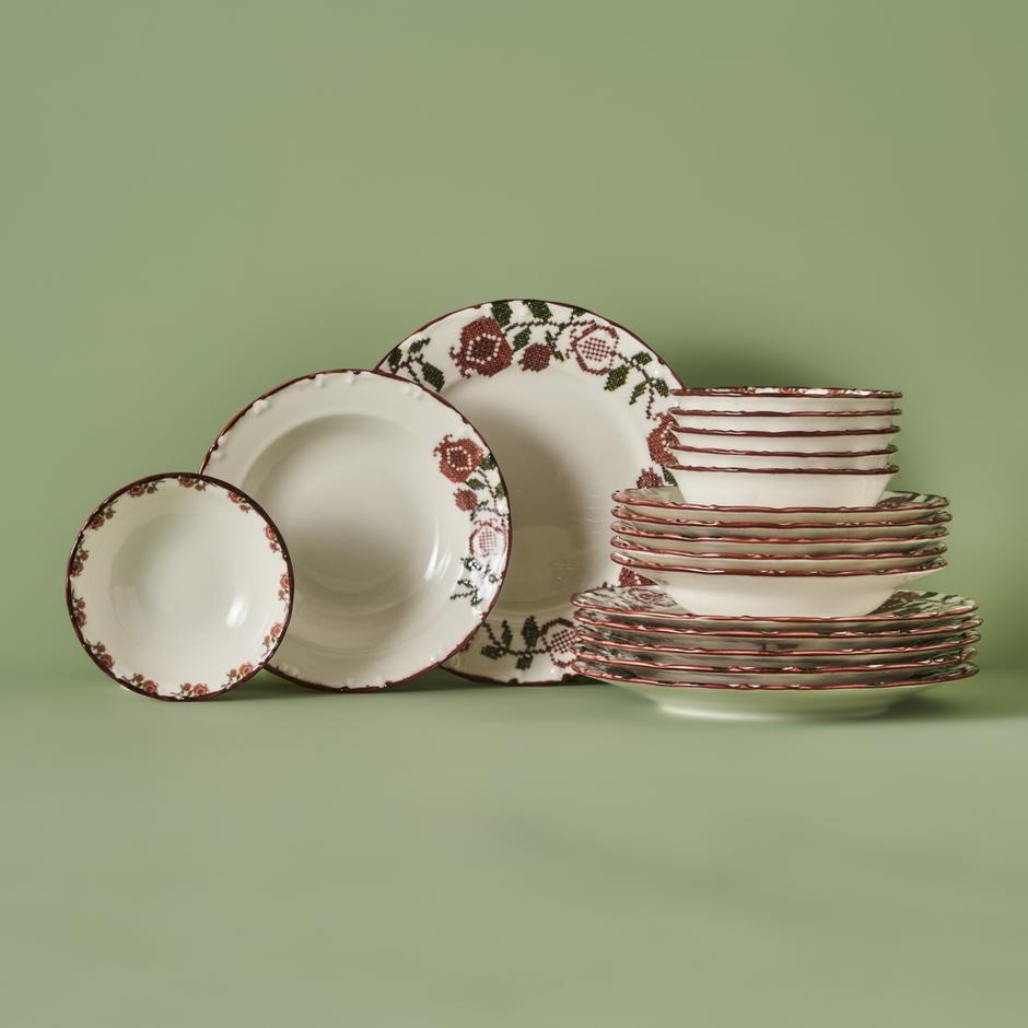 Jolly Porseleinen 18-delige serviesset voor 6 personen Rood
