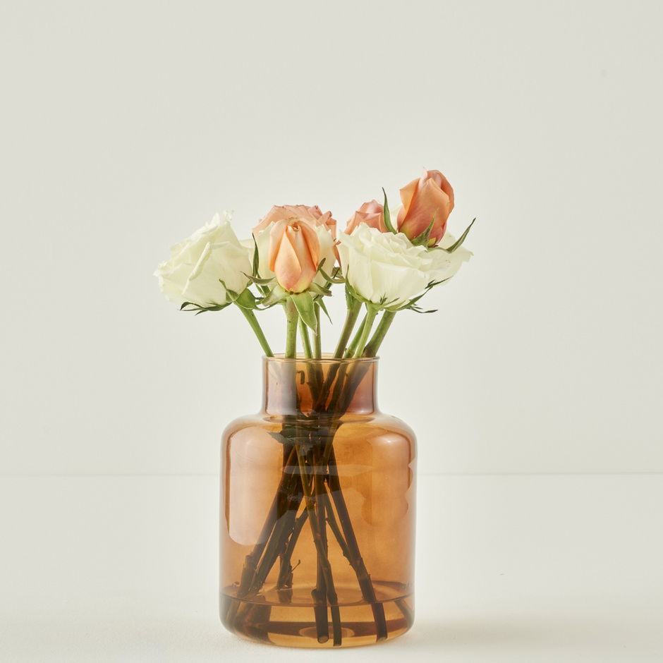 Recycle Lore Glazen Vaas Amber (14x14x20 cm)