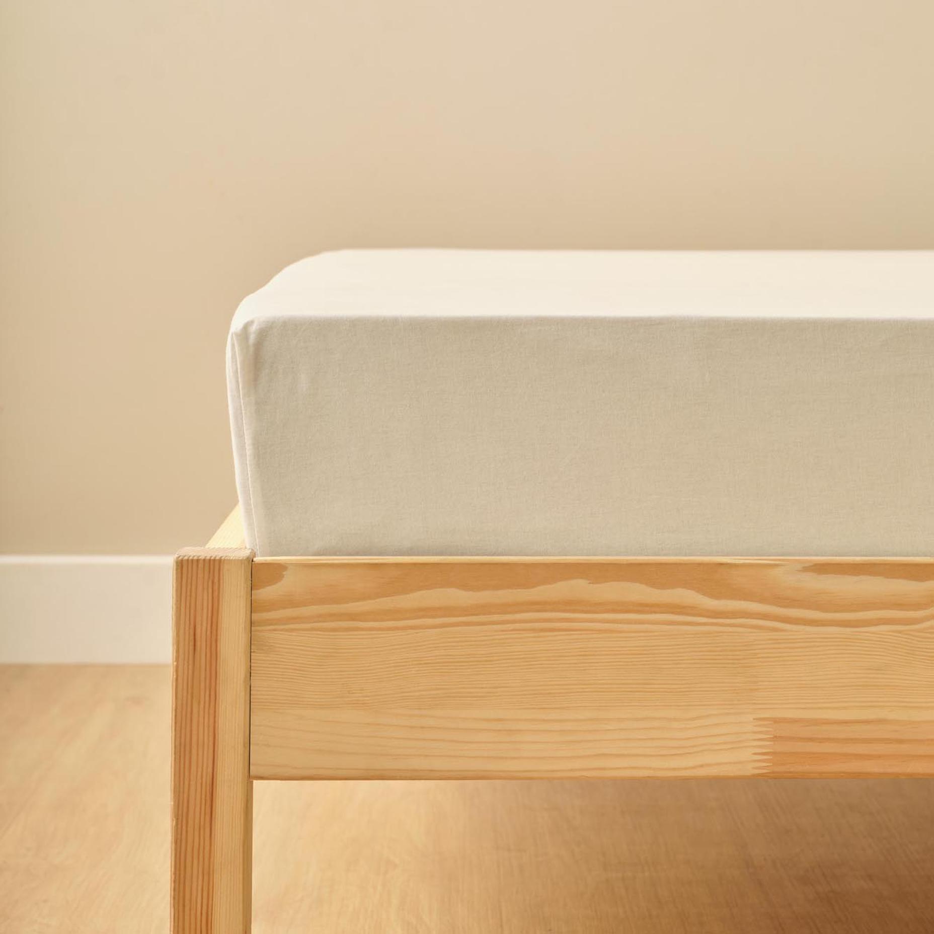 %100 Pamuk Saten King Size Çarşaf Krem (180x200 cm)