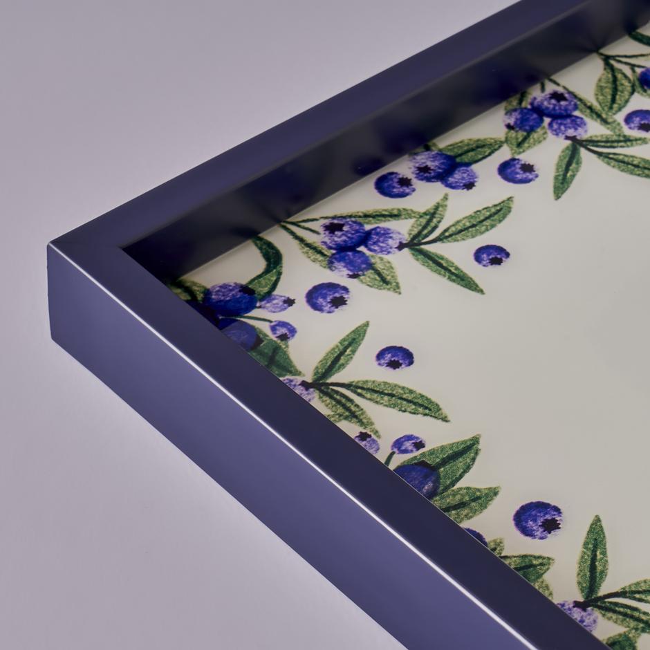 Blauwe bessen glazen schaal paars (37x22 cm)