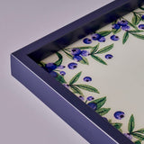 Blauwe bessen glazen schaal paars (37x22 cm)