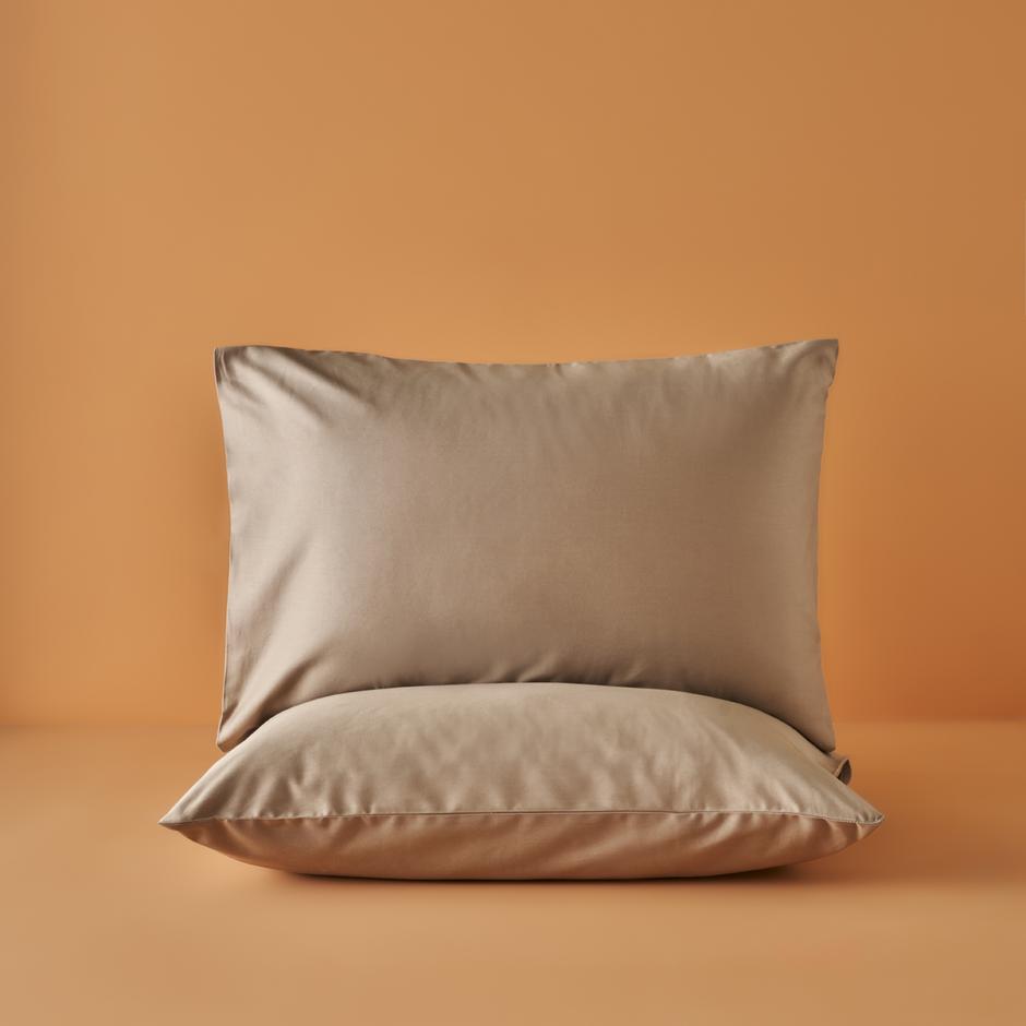 Supreme 100% katoenen satijnen kussensloop met 2 kussenslopen, Mink (50x70 cm)