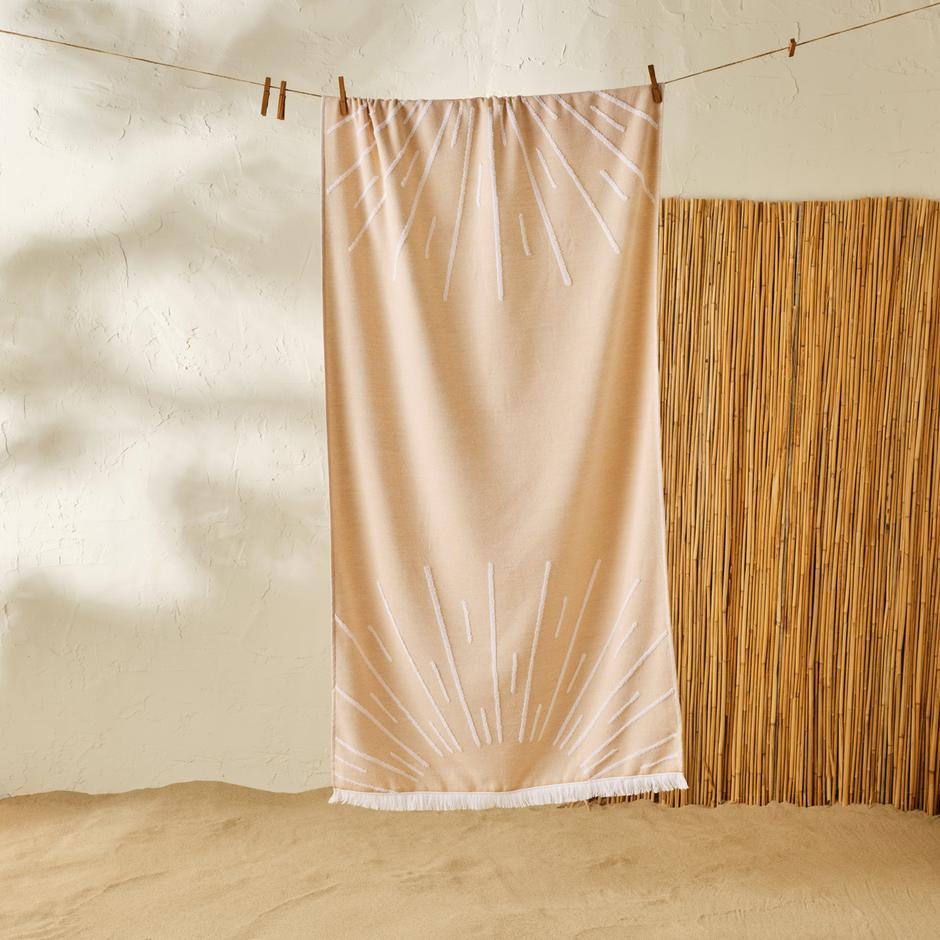 %100 Pamuk Glans Strandlaken Mosterd (75x150 cm)