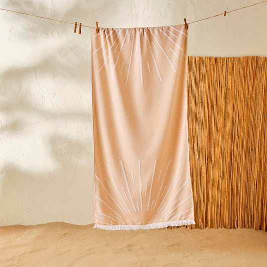 %100 Pamuk Glans Strandlaken Mosterd (75x150 cm)