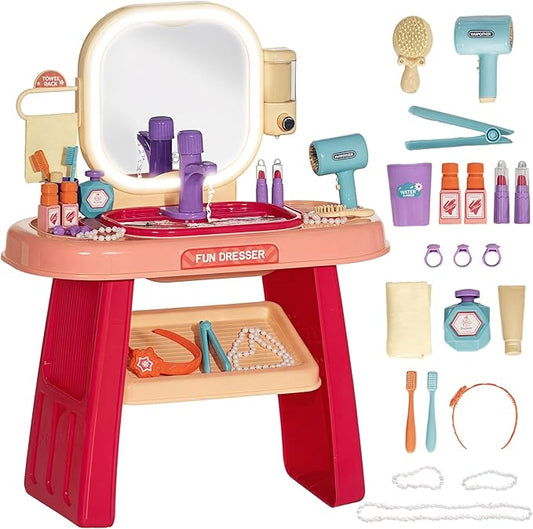 Kinder Kaptafel – Beauty & Make-Up Speelset met Spiegel – Interactief Rollenspel Speelgoed – Voor Peuters & Kleuters – Inclusief Accessoires