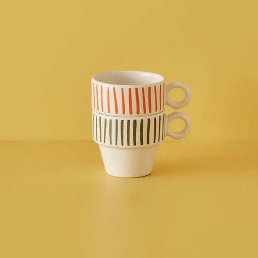 Stripe Espresso Glazen Set van 2 (105 cc)