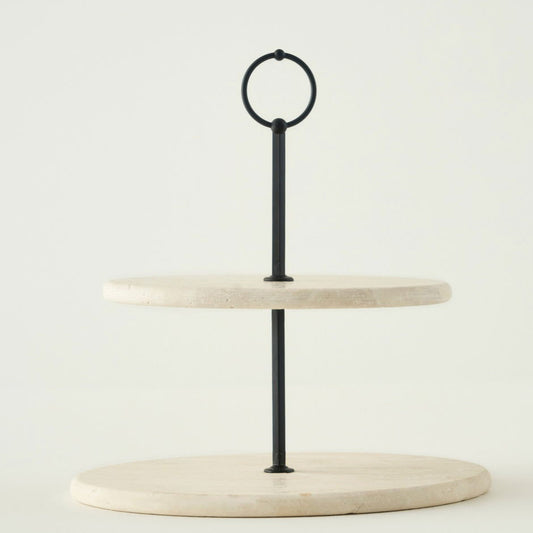 Ephesus Travertine 2-laags koekjesstandaard natuurlijk