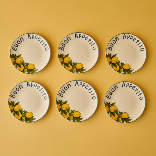 Lemoncello porseleinen taartbordset van 6 stuks (19 cm)