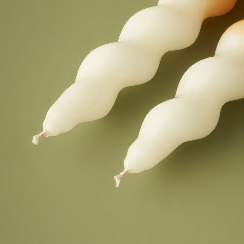 Hill Half Painted Twisted Candlestick Kaarsenset van 2 Mosterd (18x2 cm)