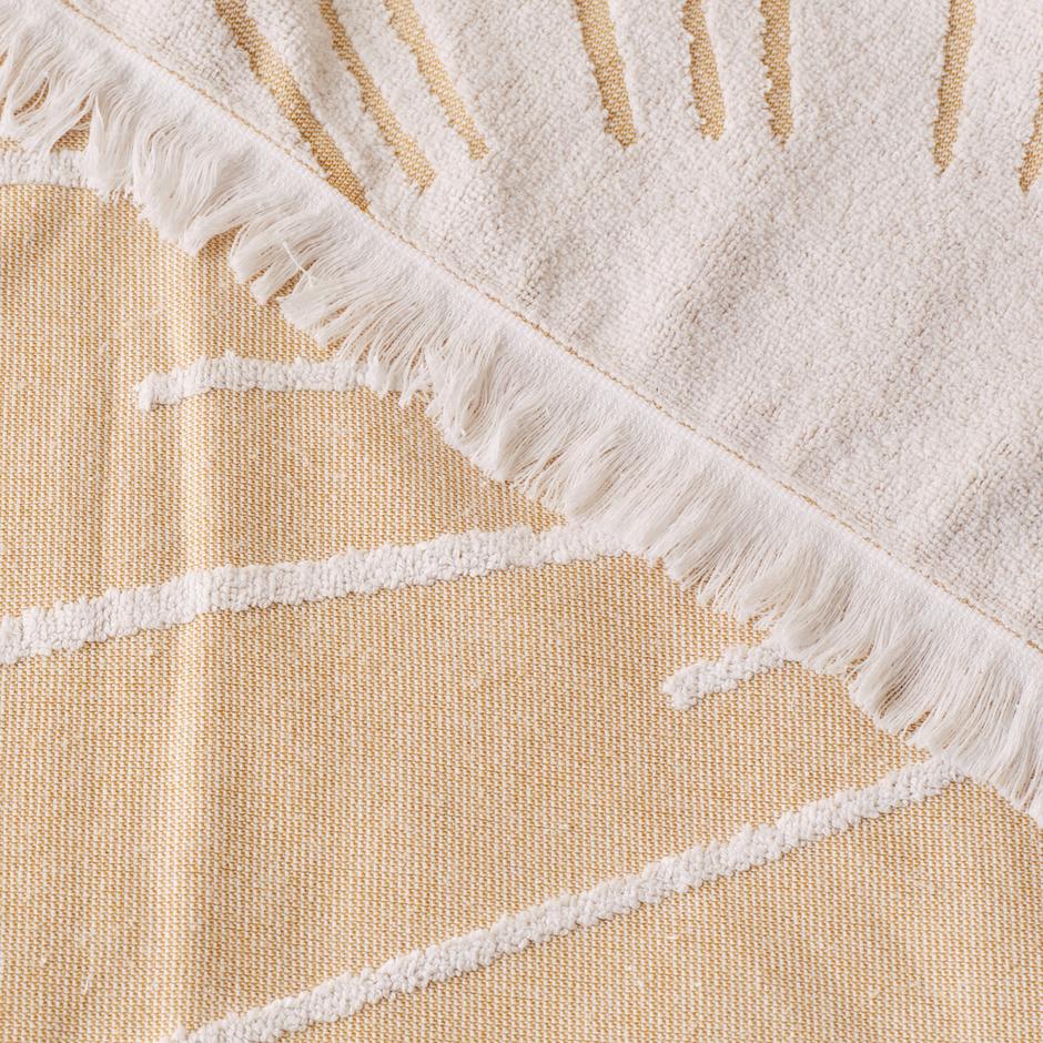 %100 Pamuk Glans Strandlaken Mosterd (75x150 cm)