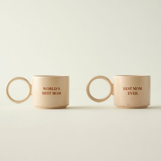 Beste moeder ooit keramische 2-delige bekerset beige (270 cc)