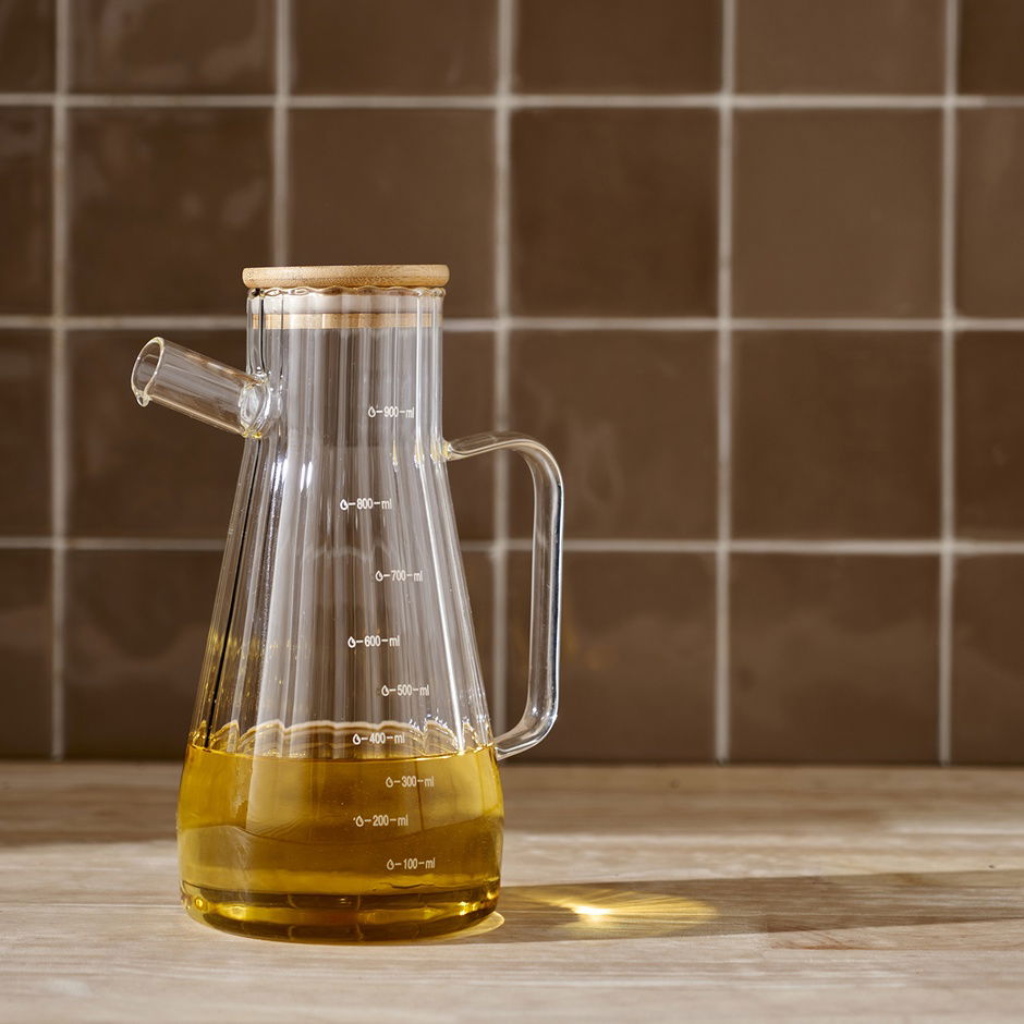 Alice Natural Oil Fles met Bamboe Deksel (1000 cc)