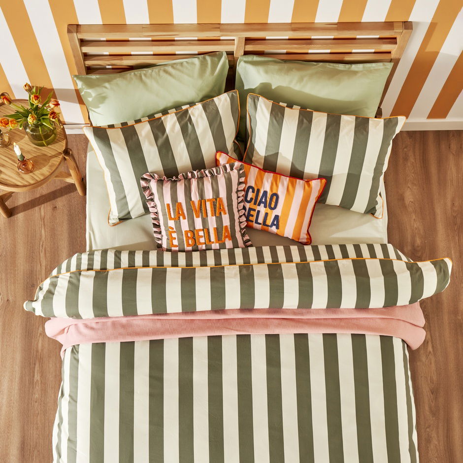 Dekbedovertrekset van 100% katoen, eenpersoons, groen (160x220 cm)