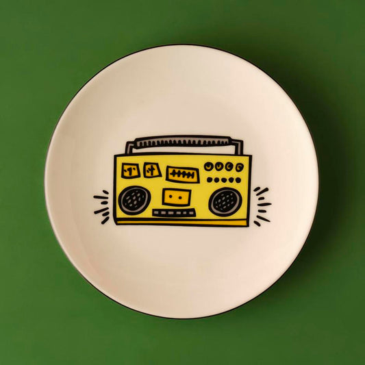 Keith Haring Fun Porseleinen Taartbord Geel (19 cm)