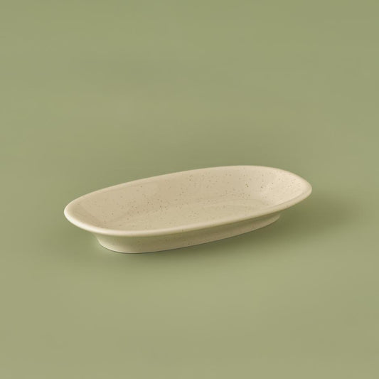 Zandkleurig porseleinen serveerbord crème (19 cm)