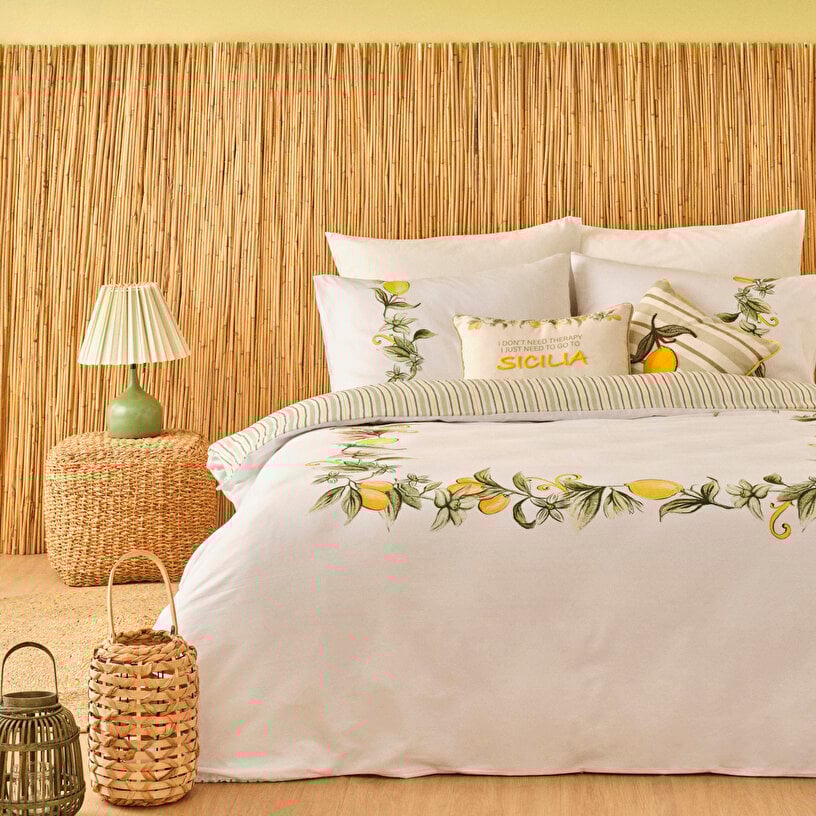 %100 Pamuk Saten Sicilia King Size Nevresim Seti Beyaz (240x220 cm)