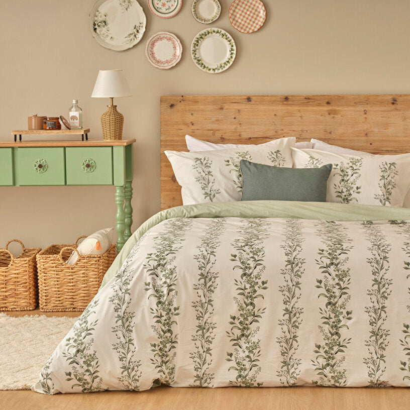 %100 Pamuk Ranforce Julia Çift Kişilik Nevresim Seti Yeşil (200x220 cm)