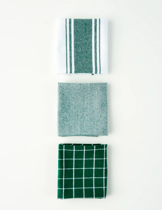 Set van 3 Liberty droogdoeken van 100% katoen, groen (45x65 cm)