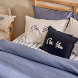 Marineblauw dekbedovertrekset van 100% katoen, tweepersoons (200x220 cm)