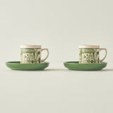 Scene keramische 2-delige koffiekopjesset groen (105 cc)