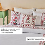 100% katoenen satijnen Jolly New Year tweepersoons dekbedovertrekset rood (200x220 cm)