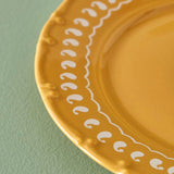 Set van 4 Indiase porseleinen taartborden, mosterdgeel (21 cm)