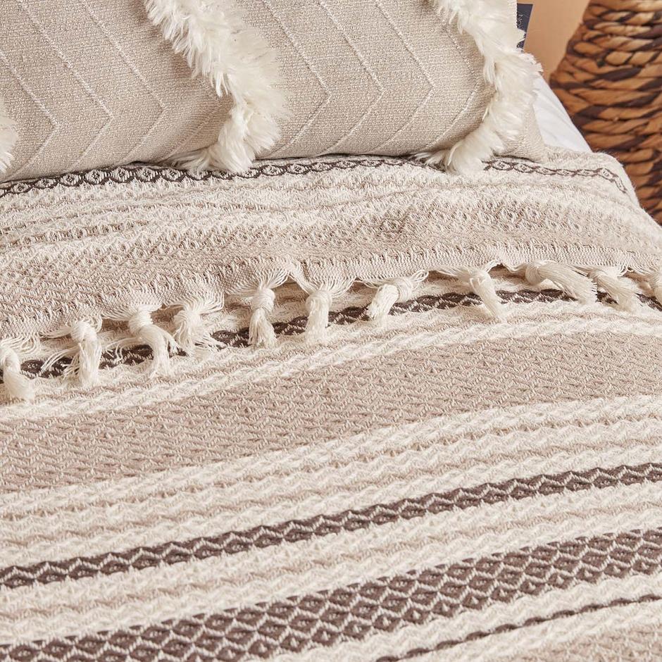 Linea Dubbel Maat Bedsprei Beige (200x230 cm)