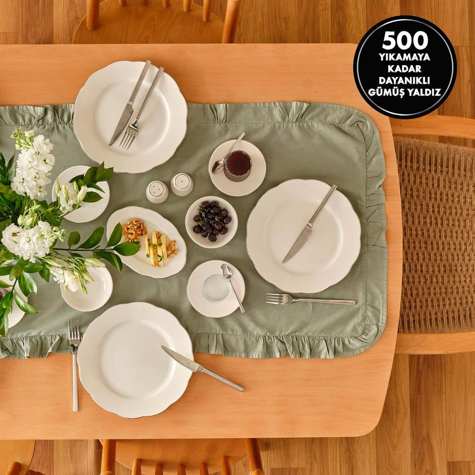 Clover Porseleinen Ontbijtset 26-delig voor 6 personen Zilver