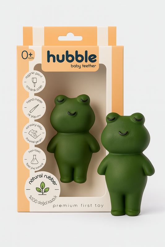 Kikker Bijtring – 100% Natuurlijke Rubber Babytandring | Anti-BPA & Veilig voor 0+ Maanden | Comfort & Sensorische Stimulatie